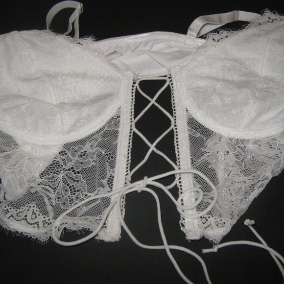 New Lace Up Front Crop Cami Bra Top M - Picture 2 of 3